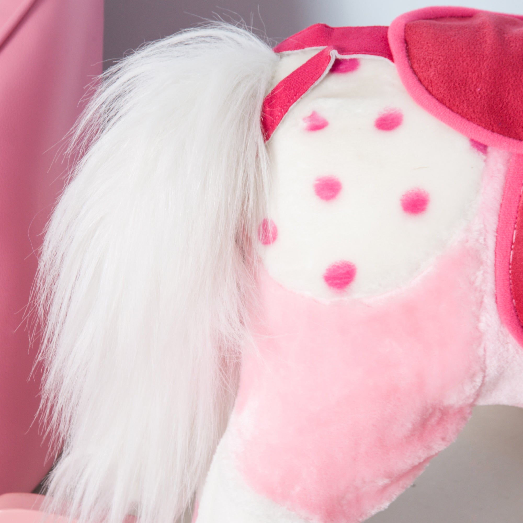 Kids Plush Toy Rocking Horse Pony Toddler Ride on Animal Rocker with Realistic Sounds, Birthday Gifts for Girls, Pink