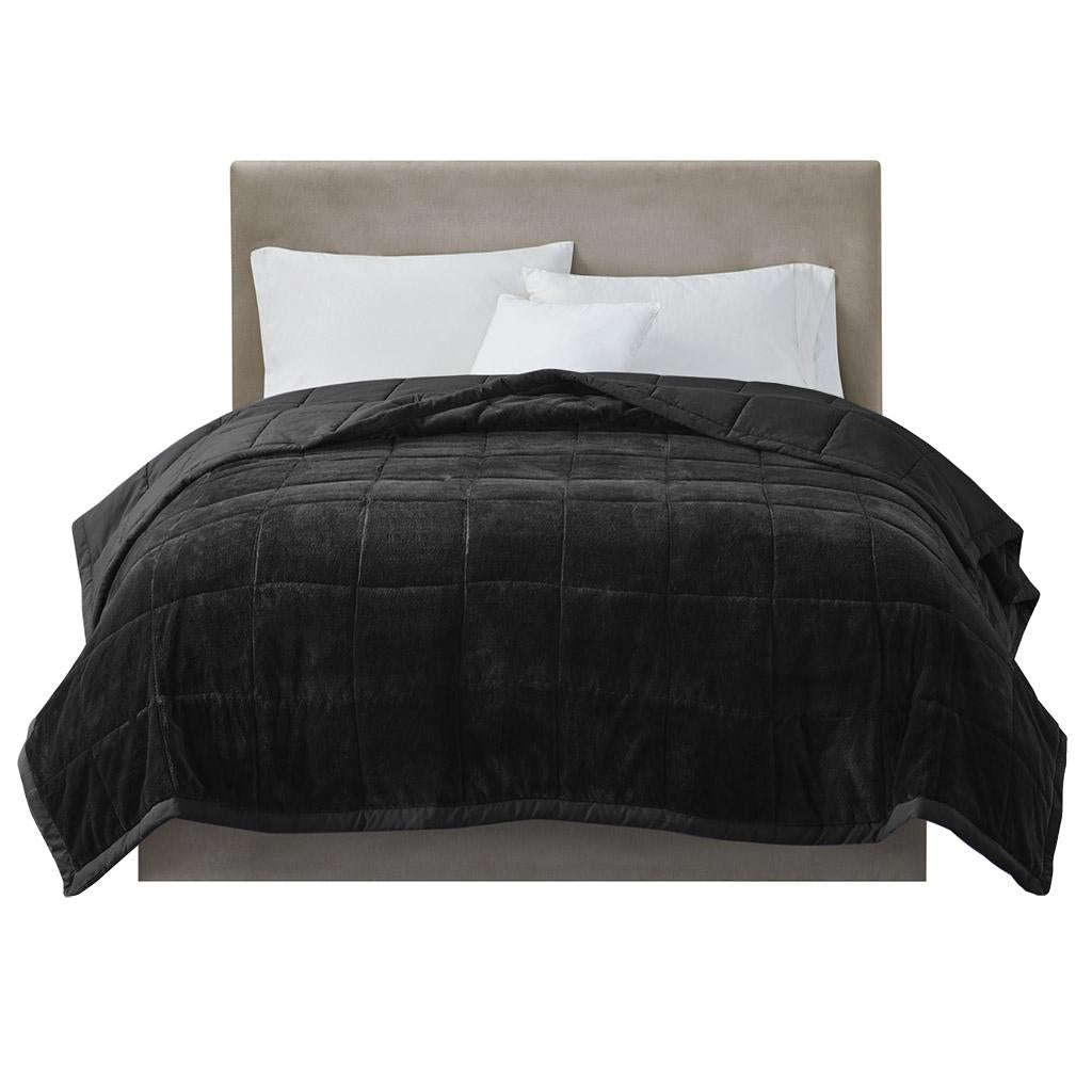 Reversible Down Alternative Blanket with Smart Temperature Regulating, Moisture Wicking, Ideal for All Seasons, 108" L x 90" W x 0.25" H, Black