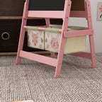 Art Easel for Kids with Paper Roll, Blackboard, Whiteboard, Storage, Pink