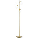 Modern 3-Light Floor Lamp for Living Room, Tree Standing Lamp with Globe Lampshades, 10.75"x10.75"x66.5", Gold