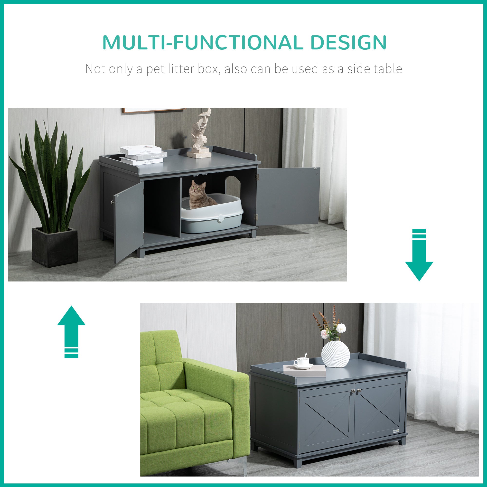 Cat Litter Box Furniture with Large Hidden Storage