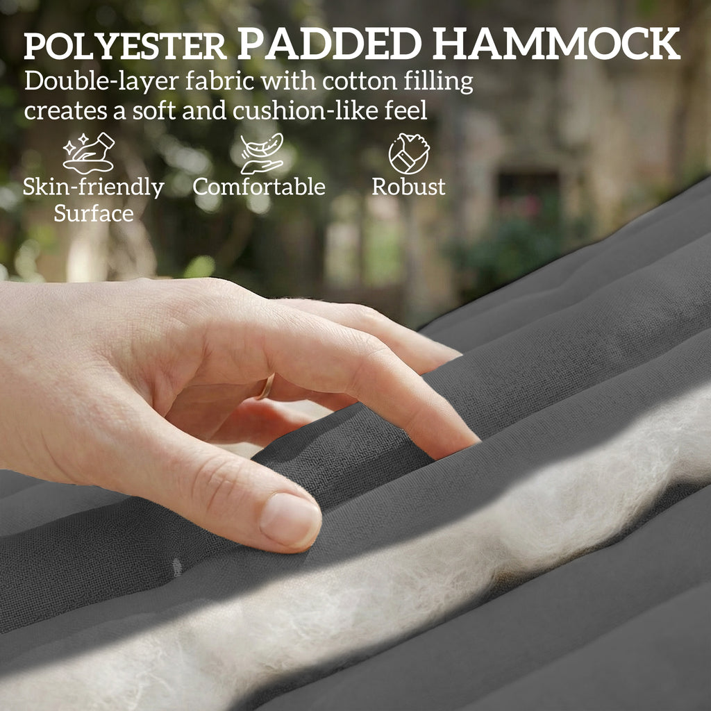 Outdoor Hammock 2-Person, with Pillow & Pad, 440 lbs Capacity, Gray