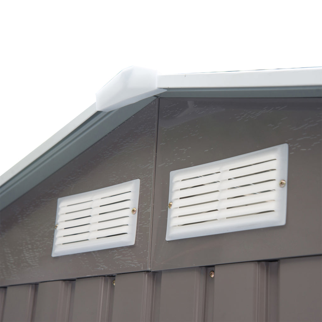 7' x 4' Outdoor Storage Shed, Garden Tool Metal Shed with Foundation Kit, Double Lockable Door, Air Vents and Sloping Roof, for Backyard, Patio, Lawn, Gray