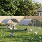Large Metal Chicken Coop with Waterproof and Anti-UV Cover for Yard, Outdoor, Duck, Rabbit, 9.2' x 24.9' x 6.5'