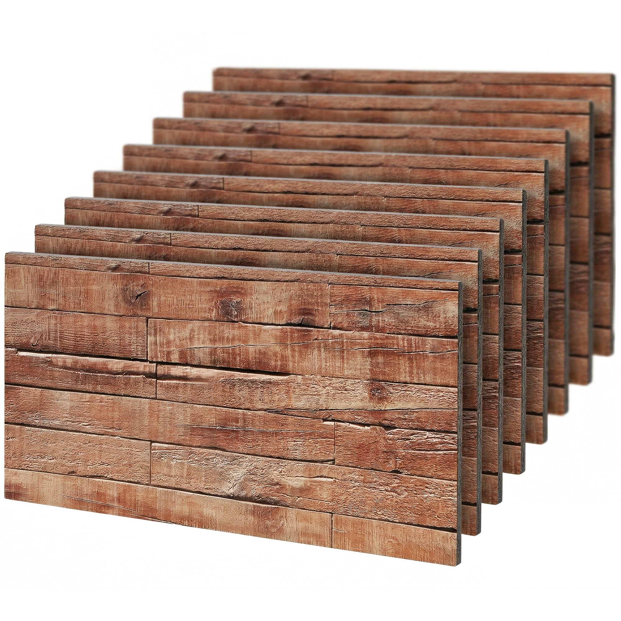 8-Pack 3D Faux Wood Wall Panels, Lightweight Polyurethane Panels for Interior and Exterior Accent Walls, Brown
