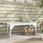 Slatted Wooden Garden Bench, Curved Seat Front Porch Bench, White