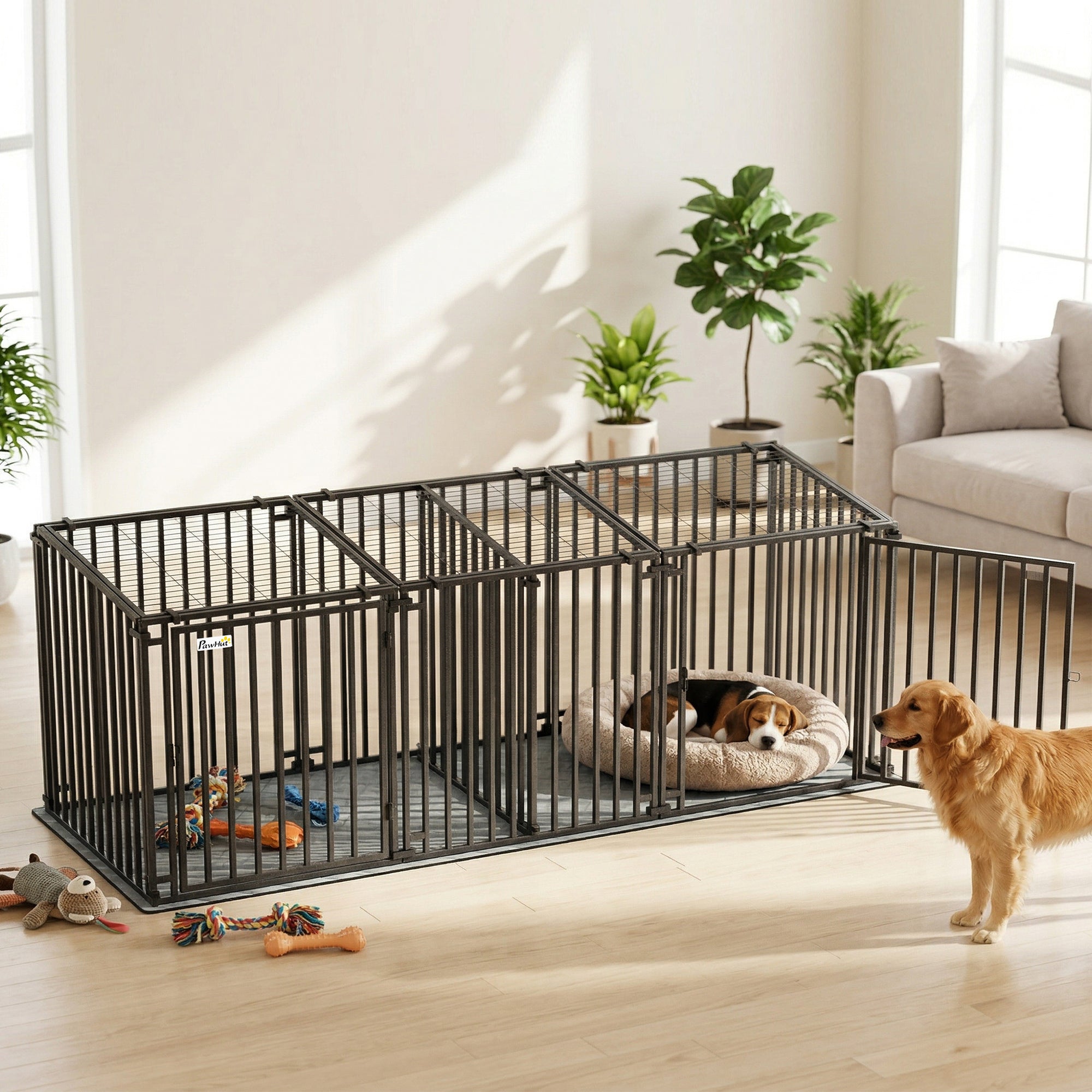 83"L Heavy Duty Dog Crate, Extra Large Dog Kennel with Divider and Mat for Large Breeds, Modular Puppy Playpen