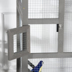 65" Wooden Bird Cage Outdoor Aviary House for Parrot, Parakeet, with Pull Out Tray and 2 Doors, Grey