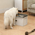 Pet Feeding Station Pet Dish Bowl Set with Storage, 2 Elevated Dog Bowls for Large Sized Dogs, White