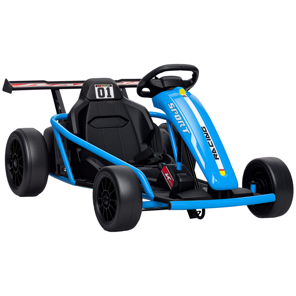 24V 7AH Kids Electric Go Kart, 8.1 MPH Battery Powered Drift Kart with Dual Motors, Soft Start for 8-12 Years, Blue