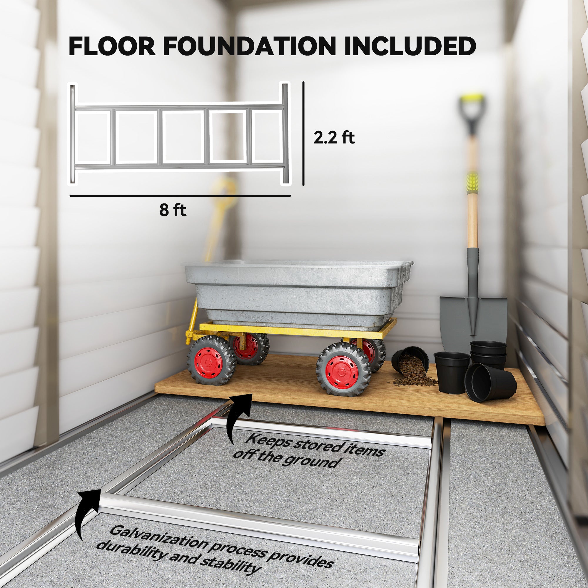 4.6' x 9' Outdoor Storage Shed, Lean to Metal Shed with Foundation Kit, Lockable Doors and Gloves for Patio, Lawn, Brown