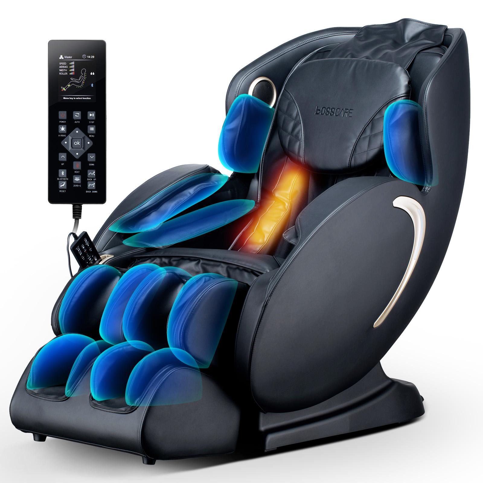 3D Zero Gravity Massage Chair with Voice and App Control, Back Heating, Full Body Shiatsu Recliner, 52" L x 29" W x 43" H, Black
