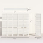 5 Panel 67" Tall Wood Privacy Screen Room Divider with 3 Shelves and Folding Storage for Bedroom, White