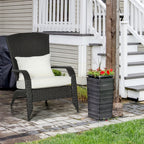 Wicker Adirondack Chair, Outdoor All-Weather Rattan Fire Pit Chair w/ Soft Cushions, Tall Curved Backrest, Cream White