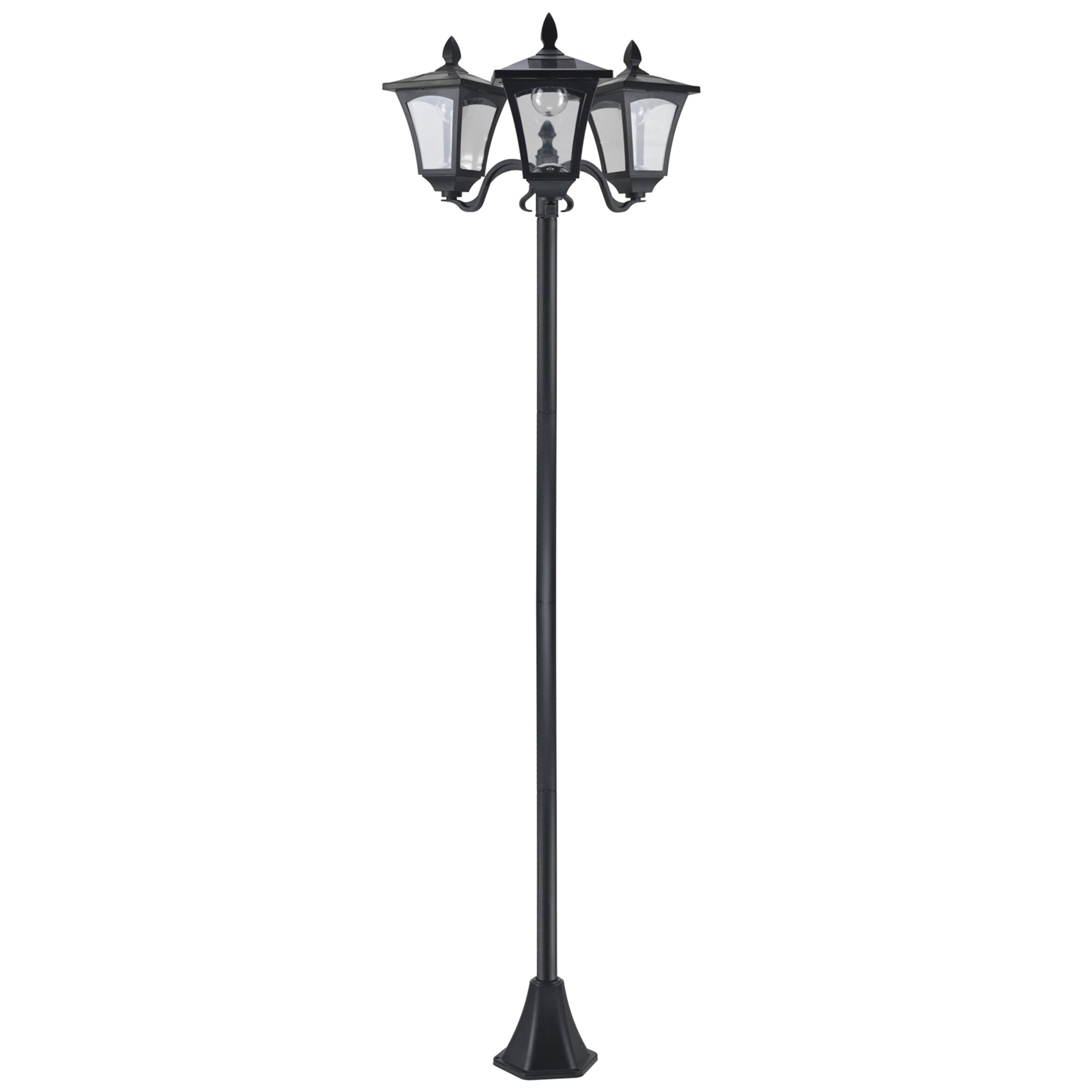 Outdoor Lamp Post Lights, Triple Head Solar Powered Lamp, Street Vintage Solar Post Lamp, for Backyard, Garden Pathway, Driveway, 72 Inches