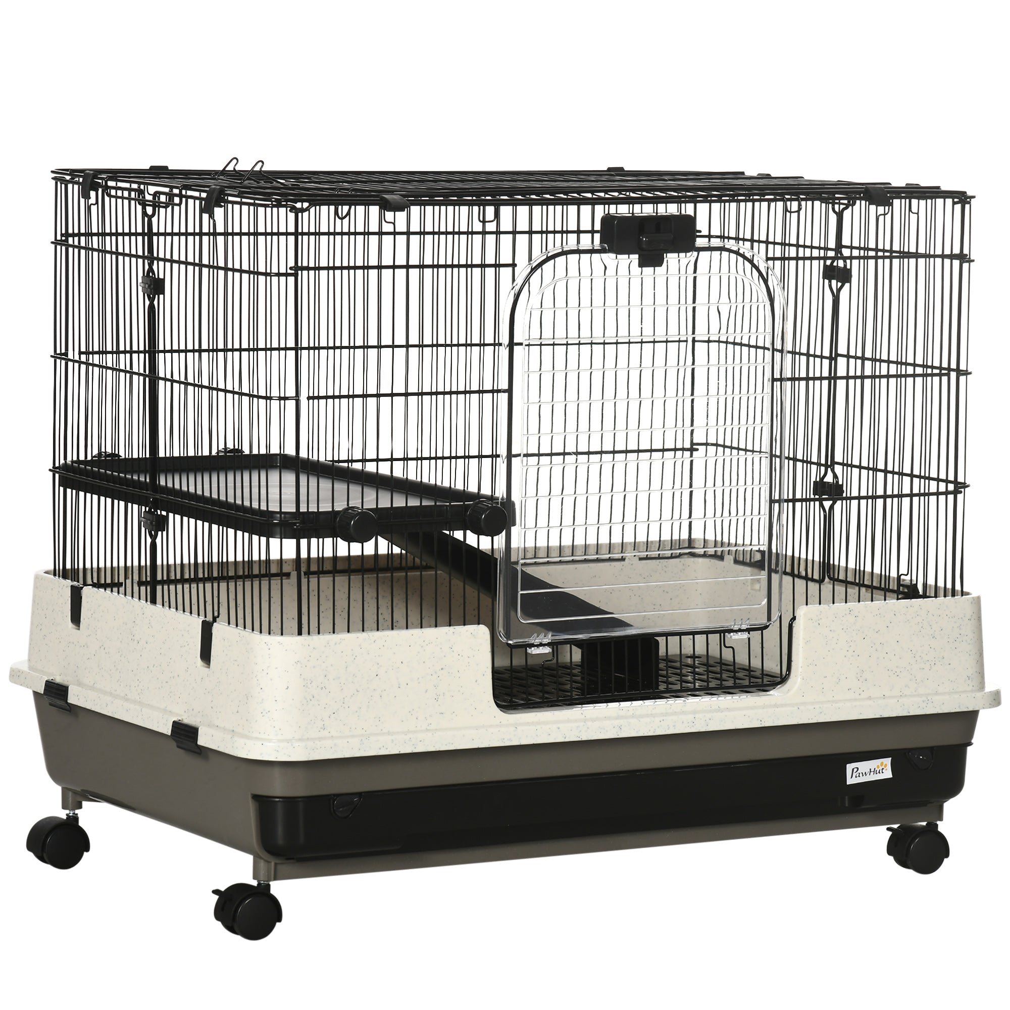 2-tier Compact Platform Rolling Small Animal Rabbit Cage for Hamsters, Chinchillas & Gerbils with a Large Living Space