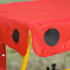 Kids Patio Swing, Adjustable Canopy Swing Glider, Kids Outdoor Swing Chair with 2 Seats, Seat-Belted Safety, Red