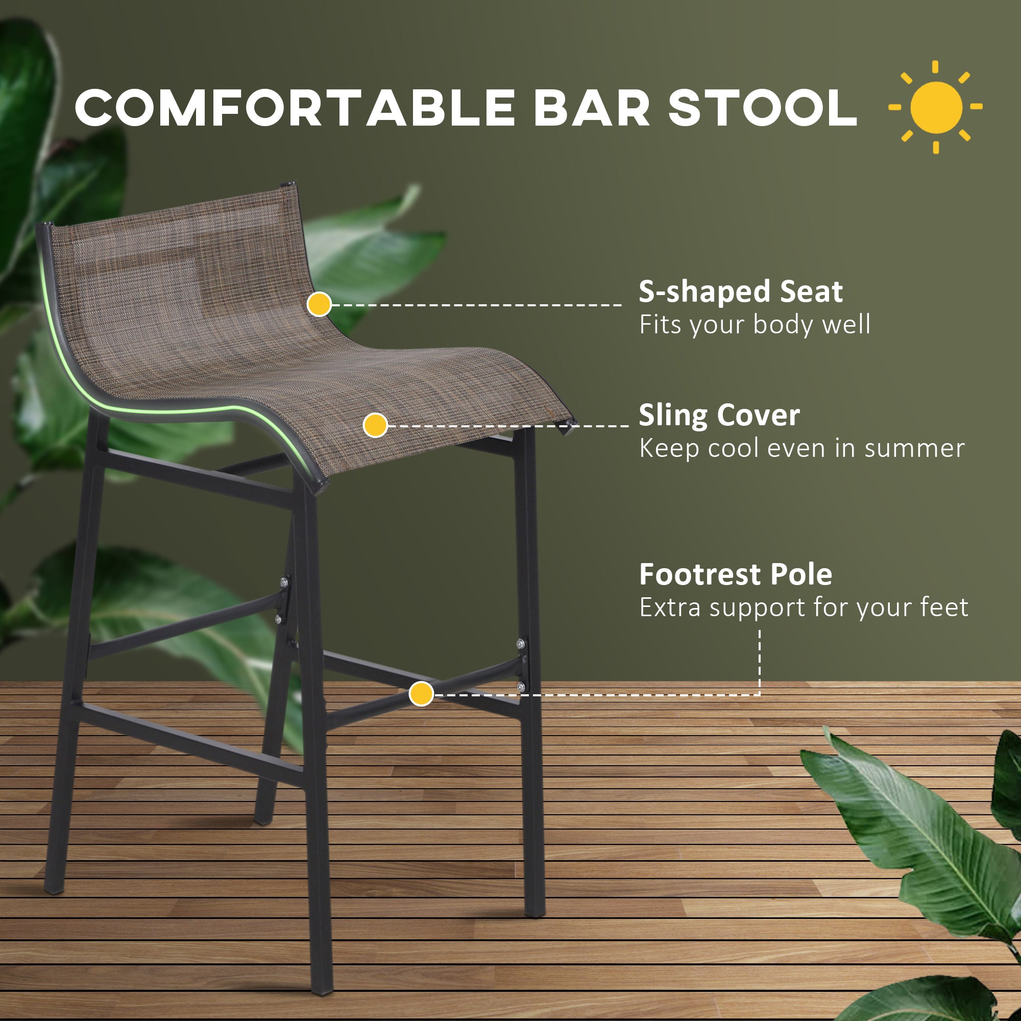 3 Piece Bar Height Outdoor Bistro Set for 2, Tan