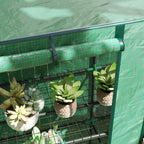 Lean-to Greenhouse with 3 Tier Shelves, Portable Greenhouse with PE Cover, 2 Roll-Up Doors, 56.7" x 18.9" x 59.8", Green