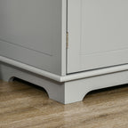 Kitchen Storage Cabinet, Sideboard Floor Cupboard with Solid Wood Top, Adjustable Shelf, and 3 Drawers, Gray