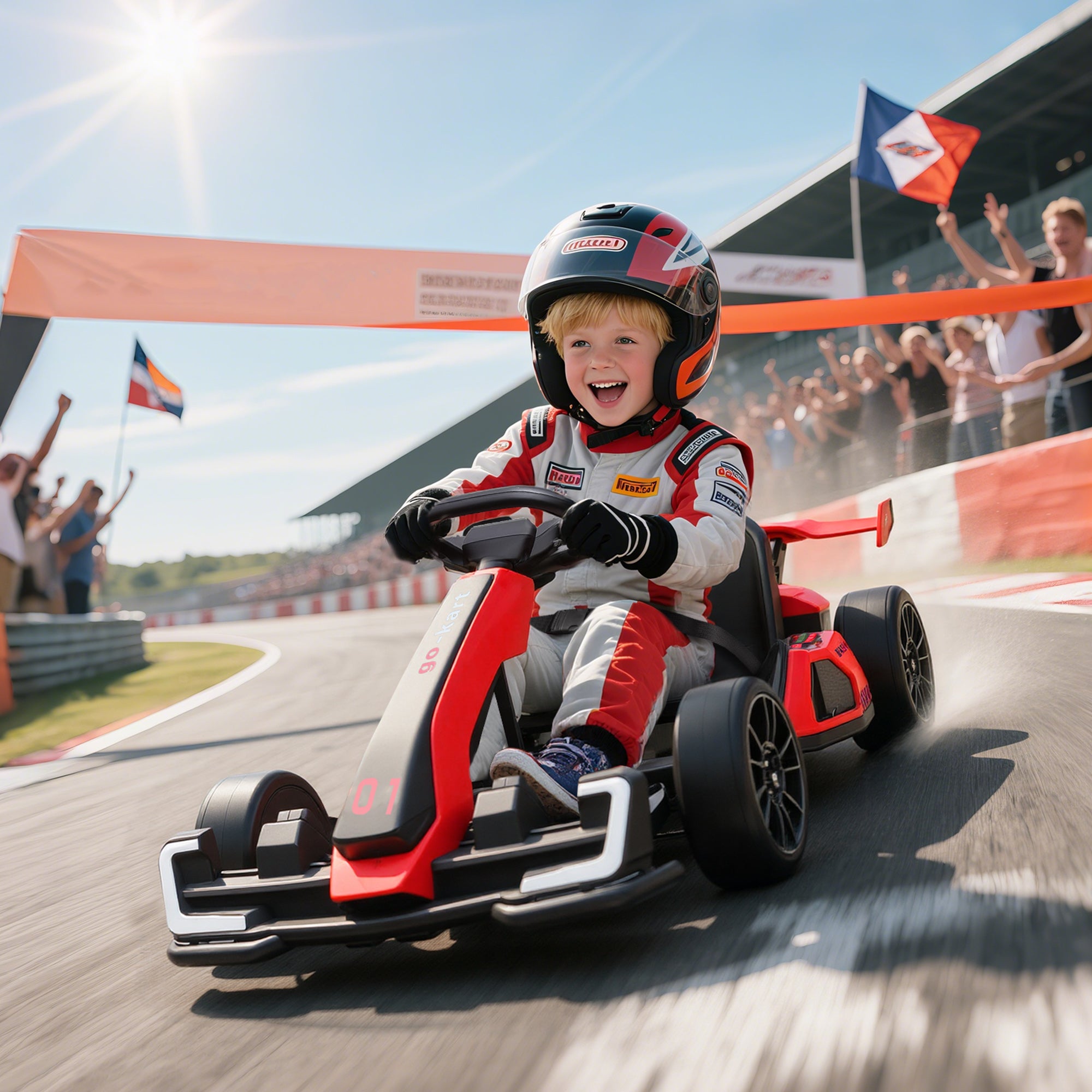 24V 7.5 MPH Electric Go Kart with Adjustable Seat, Slow Start, Red