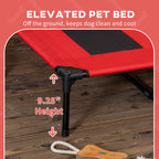 48" x 36" Elevated Portable Dog Cot Cooling Pet Bed with UV Protection Canopy Shade, Red
