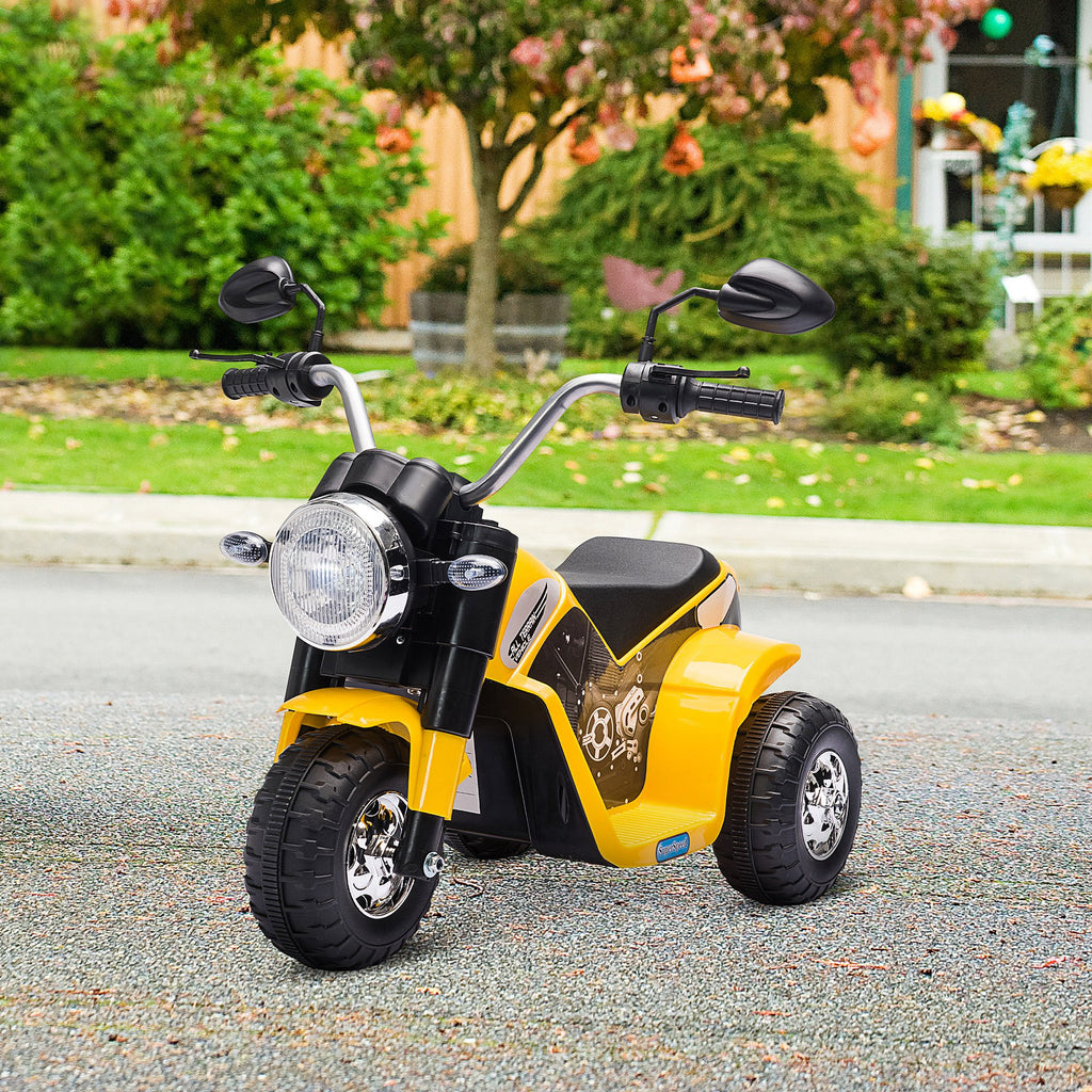 Electric Motorcycle for Kids, 6V Battery Powered Ride-On Dirt Bike 3-Wheels Motorbike with Horn Headlights Realistic Sounds Speed for 18 - 36 Months Yellow