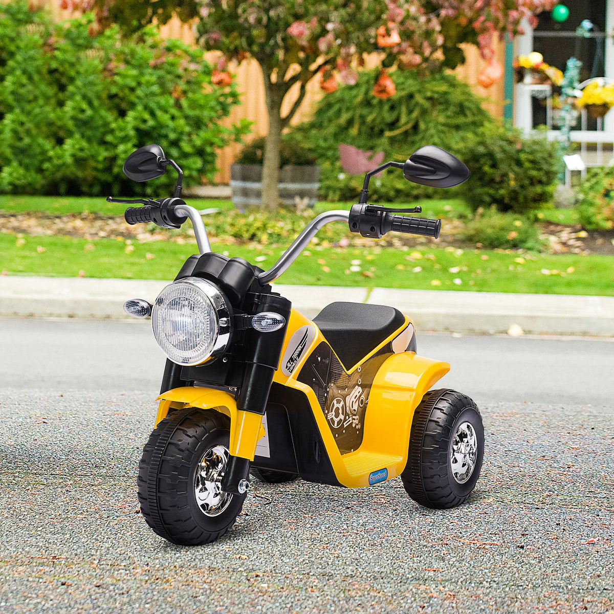 Electric Motorcycle for Kids, 6V Battery Powered Ride-On Dirt Bike 3-Wheels Motorbike with Horn Headlights Realistic Sounds Speed for 18 - 36 Months Yellow