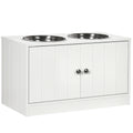 Large Elevated Dog Bowls with Storage Cabinet Containing Large 44L Capacity, Raised Dog Bowl Stand Pet Food Bowl Pet Feeding Station, White
