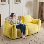 Bean Bag Sofa with High-Density Foam and Faux Fur Fabric, Compressed Sofa Oversized Fluffy Loveseat for Adults, 75" L x 42.5" W x 28.5" H, Yellow