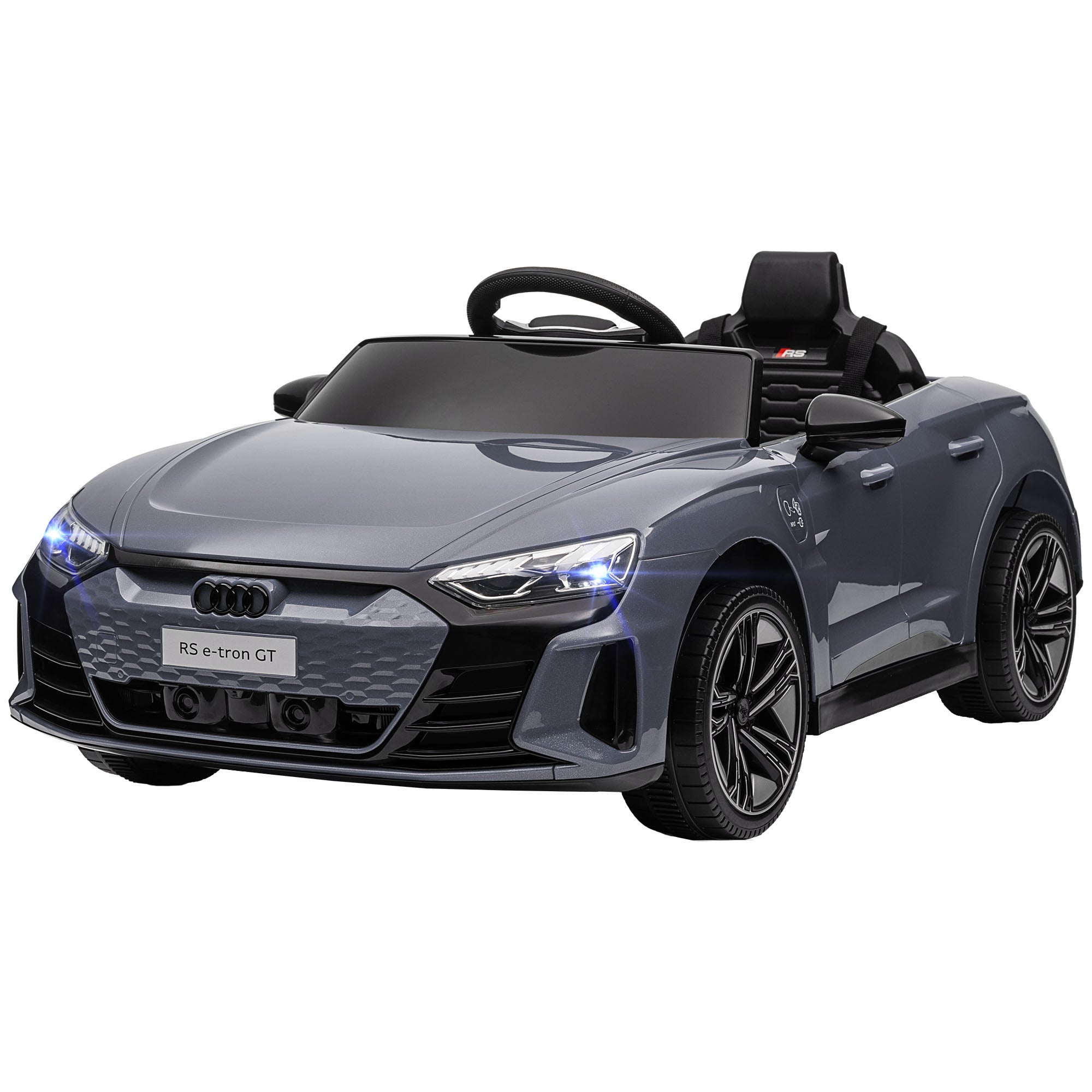 12V Licensed RS E-tron GT Kids Ride on Car with Remote Control, Suspension, Horn, Music, Lights, Gray