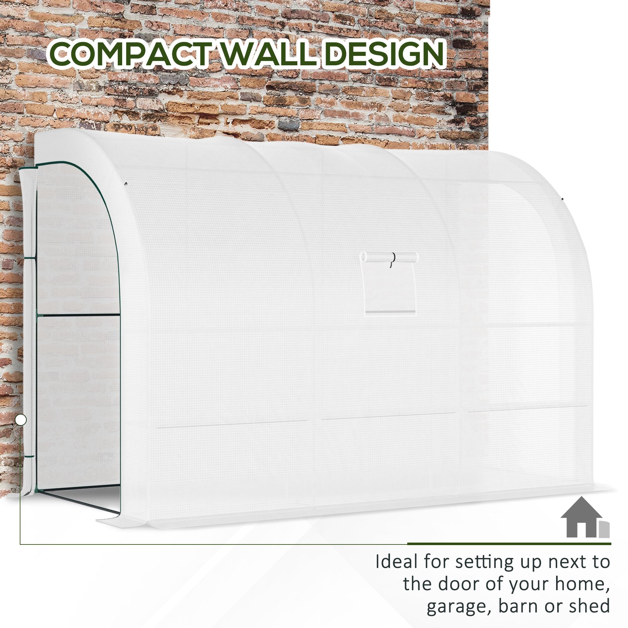 10' x 5' x 7' Outdoor Walk-In Greenhouse, Plant Nursery with Zippered Doors, PE Cover and 3 Wire Shelves, White
