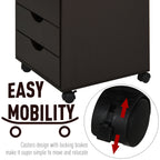 5 Drawer File Cabinet Storage Organizer Filing Cabinet with Nordic Minimalist Modern Style & Wheels, Brown