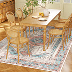 4x6 Area Rug, Vintage Machine Washable Rug, Non-Slip Floor Carpet for Living Room, Bedroom, Dining Room, Brown and Blue