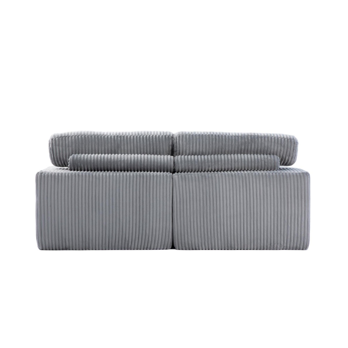 Deep Seat Sofa Double Chaise Lounge Chair with Corduroy Fabric, Compressed Sofa Sectional Loveseat for Apartments, 82.5'' L x 57'' W x 23.5'' H, Grey
