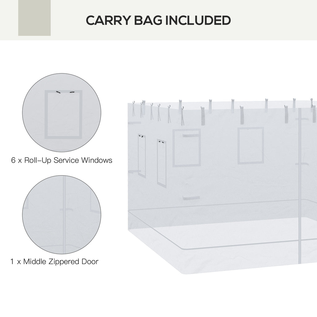Canopy Screen Walls, Replacement Netting with 6 Service Windows and 1 Door, for 10' x 10' Canopy Tent, White