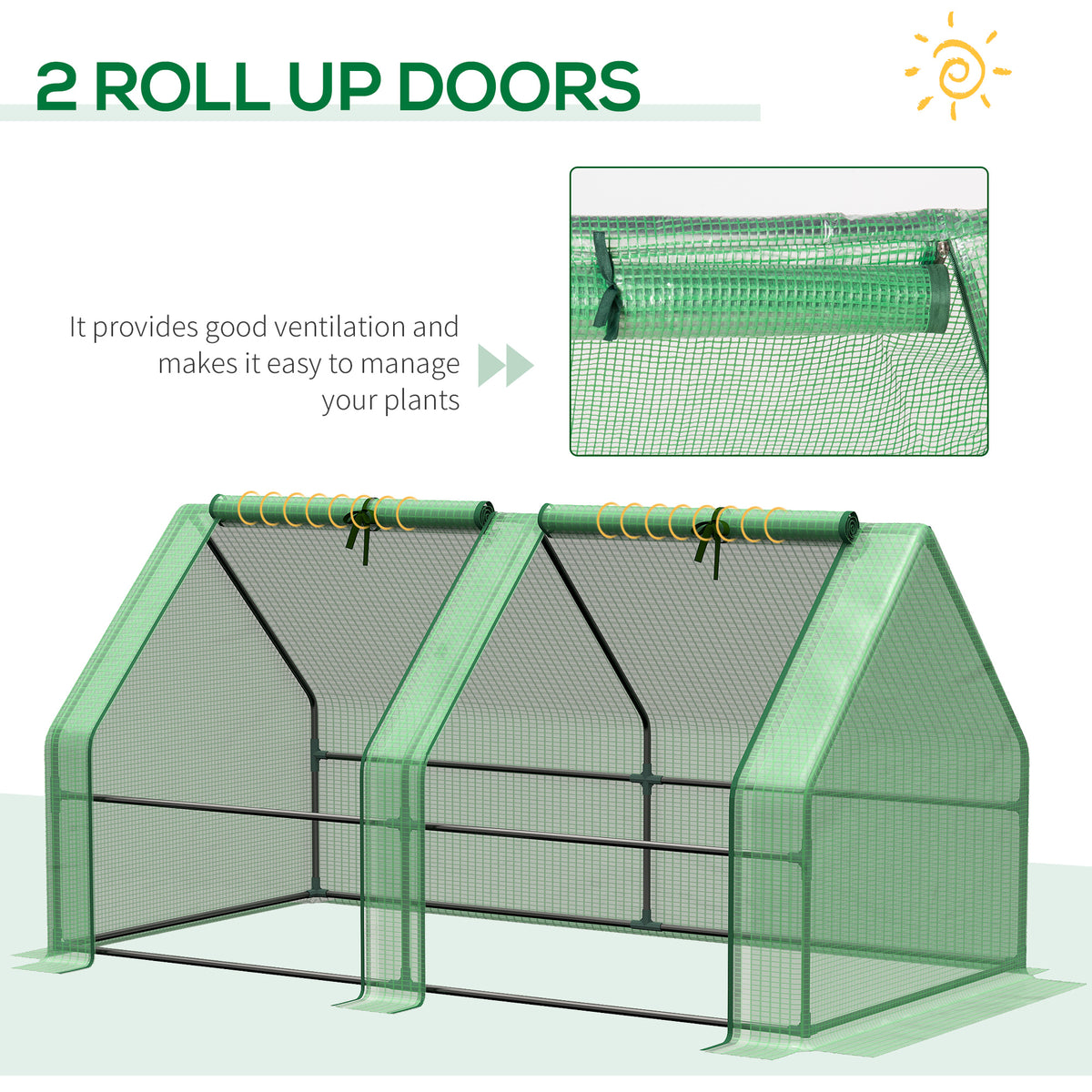 Portable Mini Greenhouse, Outdoor Garden with Large Zipper Doors and Water/UV PE Cover, 5.9' x 3' x 3', Green