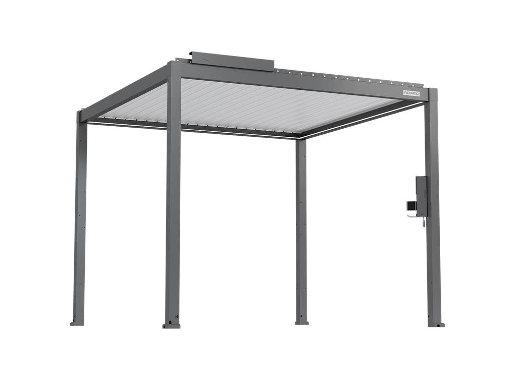 POWER+ Gen 2 Motorized Pergola with Motorized Louvers, 10'L x 10'W, Gray with White Louvers, 6063-T5 Aluminum