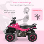 NO Power Kids Ride On Push Car, Ride Racer, Foot-to-floor Sliding Car, Walking ATV Toy with Music, Lights, for 1.5-3 Years Old, Pink