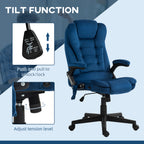 6 Point Executive Office Chair with Heat, Velvet High Back Vibrating Massage Office Chair, Drak Blue