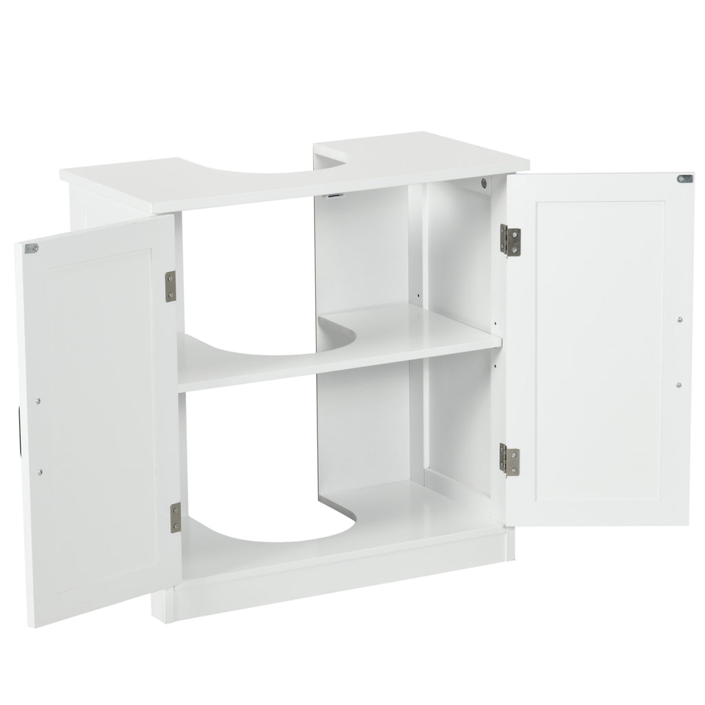 Bathroom Sink Cabinet, Pedestal Sink Cabinet with Adjustable Shelf, White