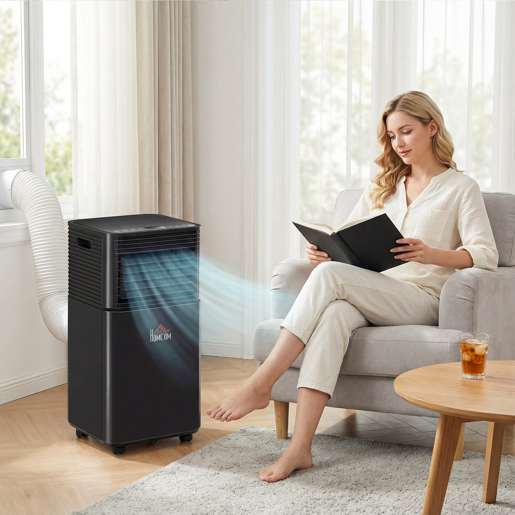 10000 BTU Portable Air Conditioner with Dehumidifier, Cooling Fan, Sleep, Remote, 24H Timer, Auto Off, Black