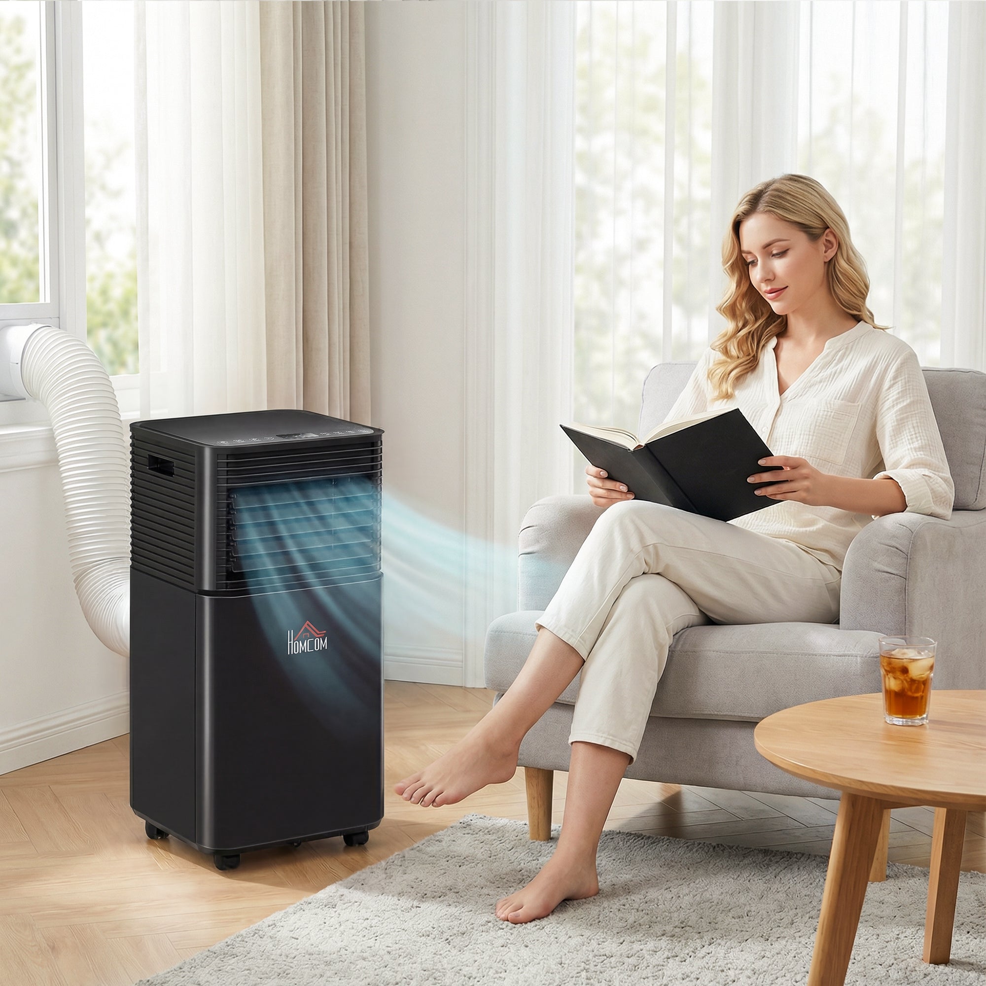 10000 BTU Portable Air Conditioner with Dehumidifier, Cooling Fan, Sleep, Remote, 24H Timer, Auto Off, Black