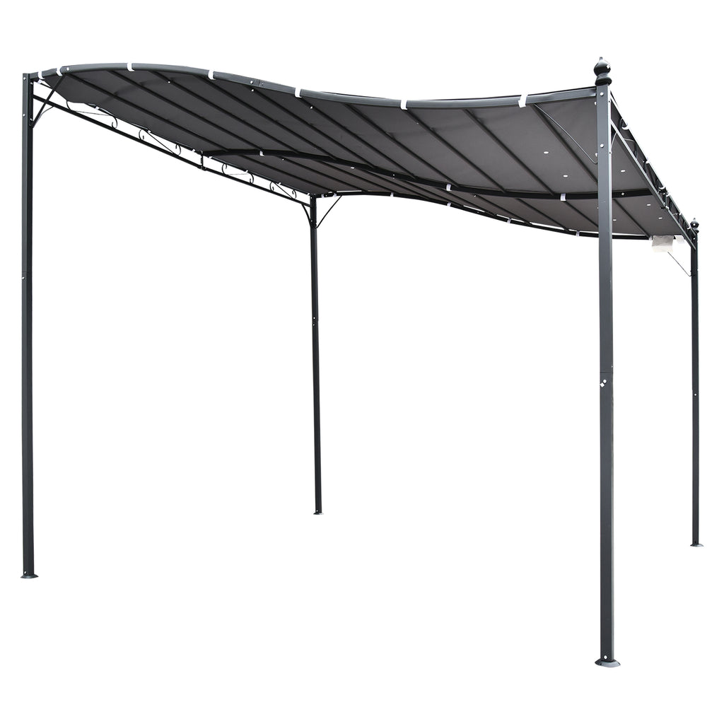 Durable 10x10 Steel Pergola, Wall-Mounted with Canopy for Patio Perfect for Homeowners, Gray