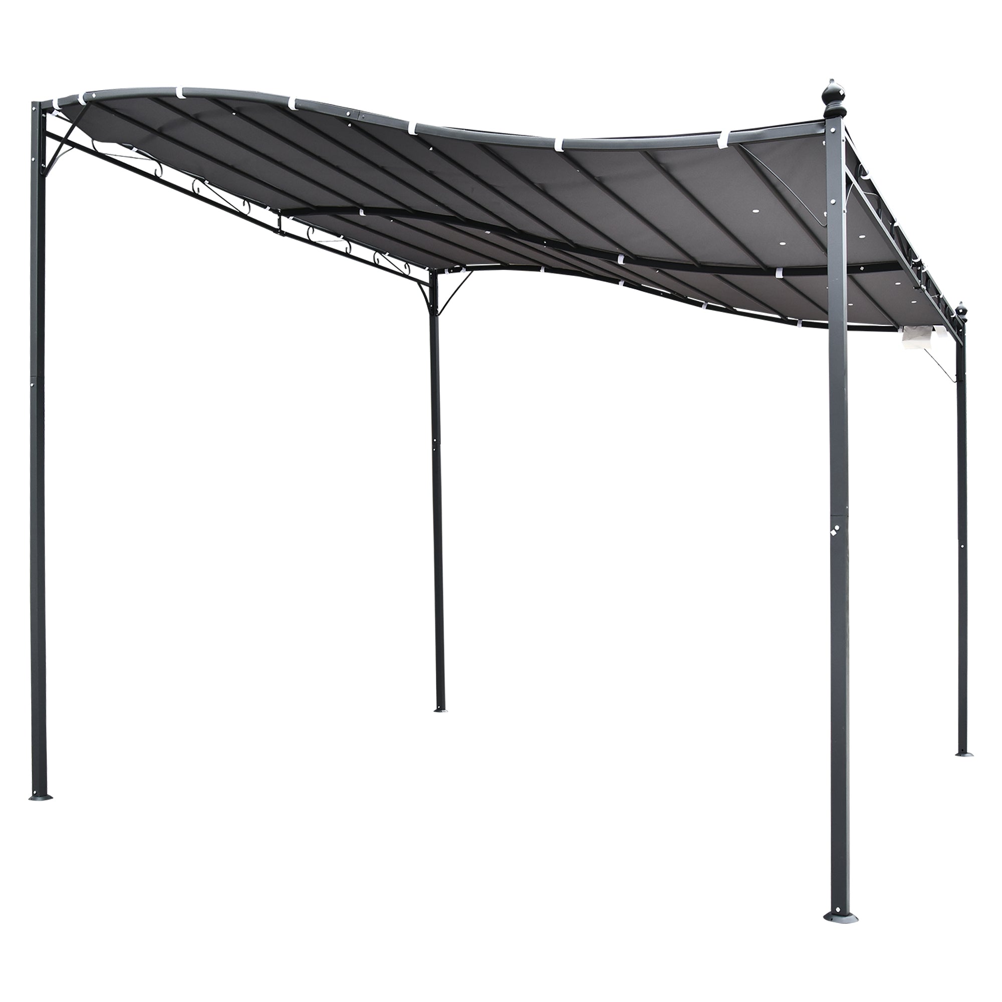 Durable 10x10 Steel Pergola, Wall-Mounted with Canopy for Patio Perfect for Homeowners, Gray