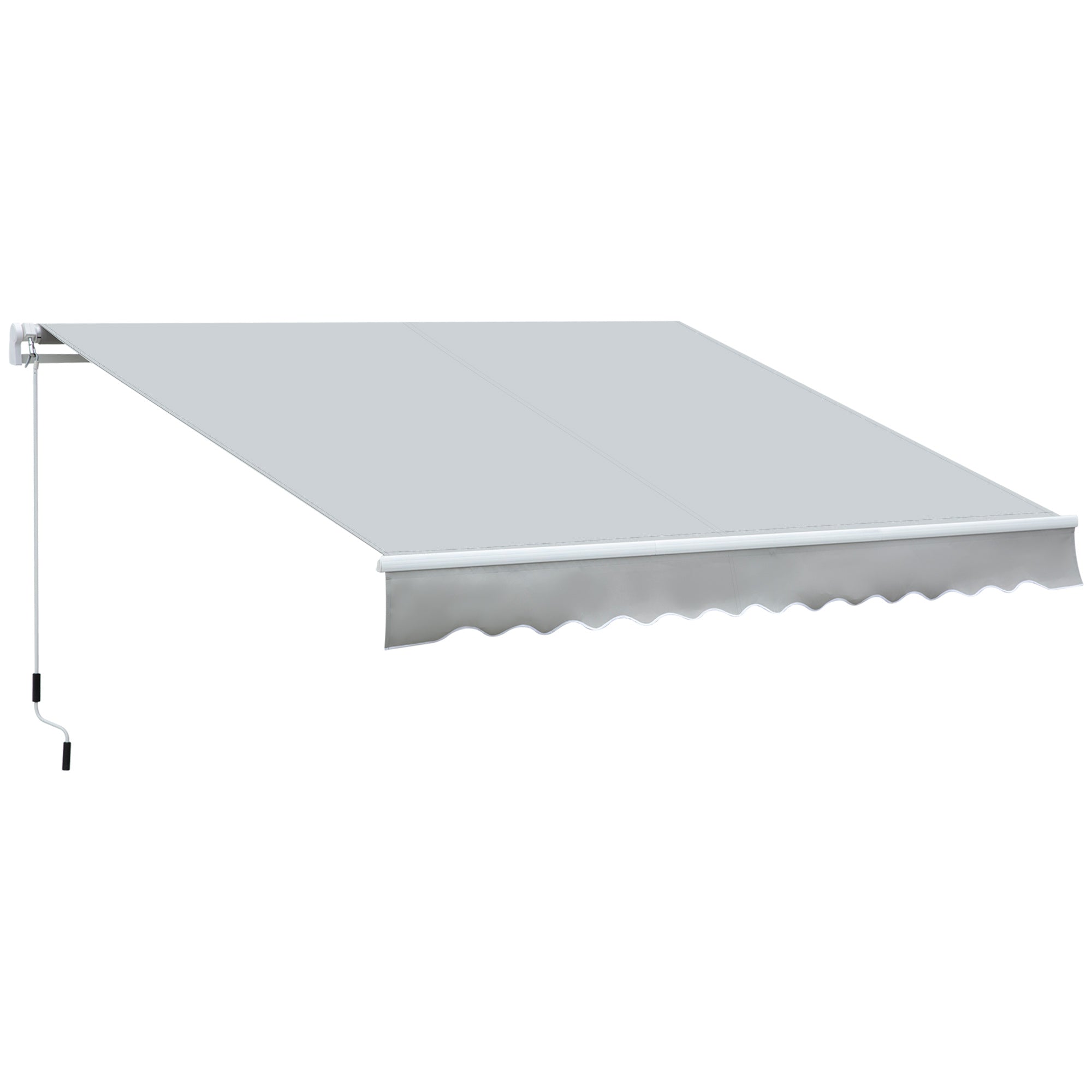 12' x 8' Retractable Awning Patio Awnings Sun Shade Shelter with Manual Crank Handle, 280g/m² UV & Water-Resistant Fabric and Aluminum Frame for Deck, Balcony, Yard, Light gray