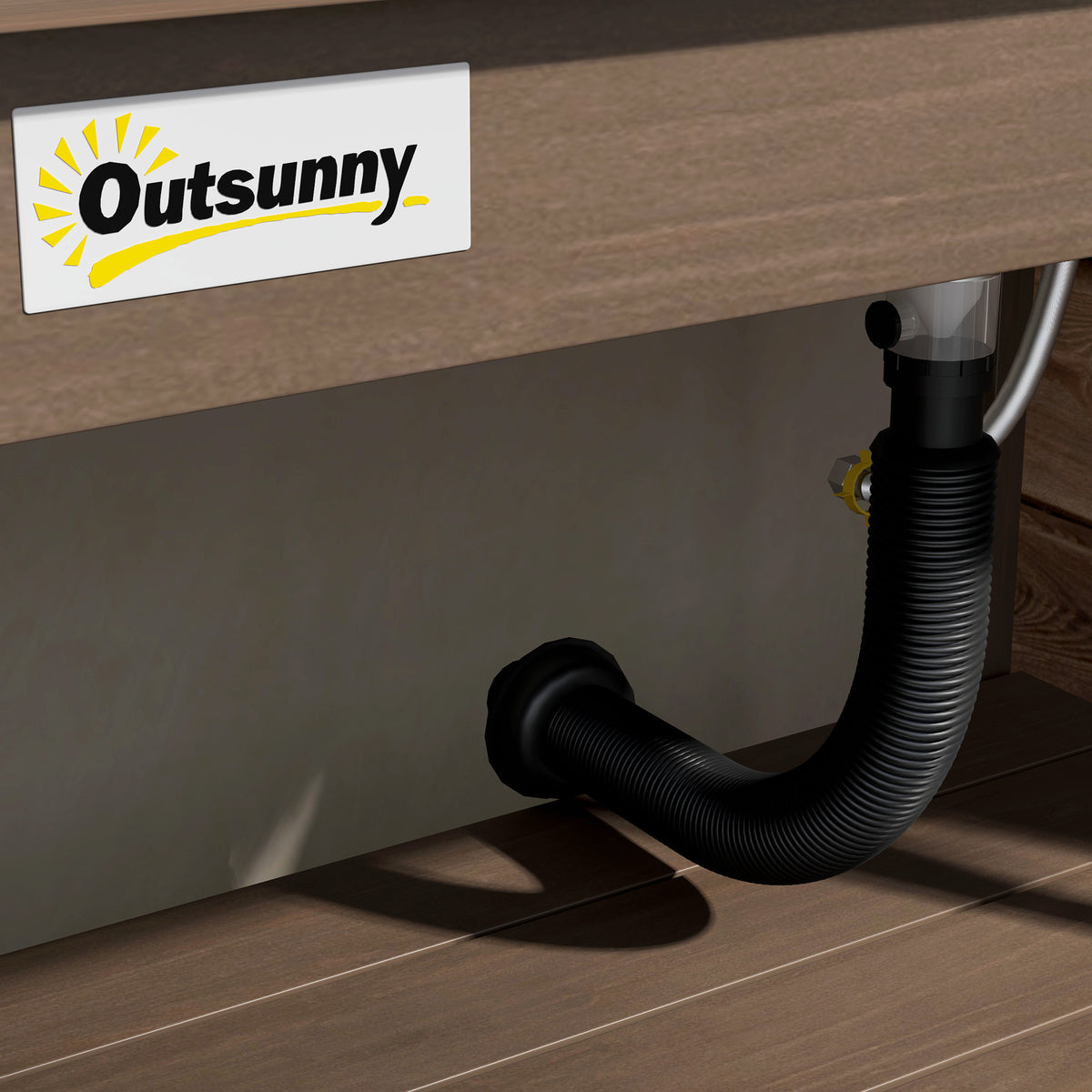 Wooden Potting Bench with Storage, Sink, Water Tap for Backyard, Patio, Balcony, Dark Brown