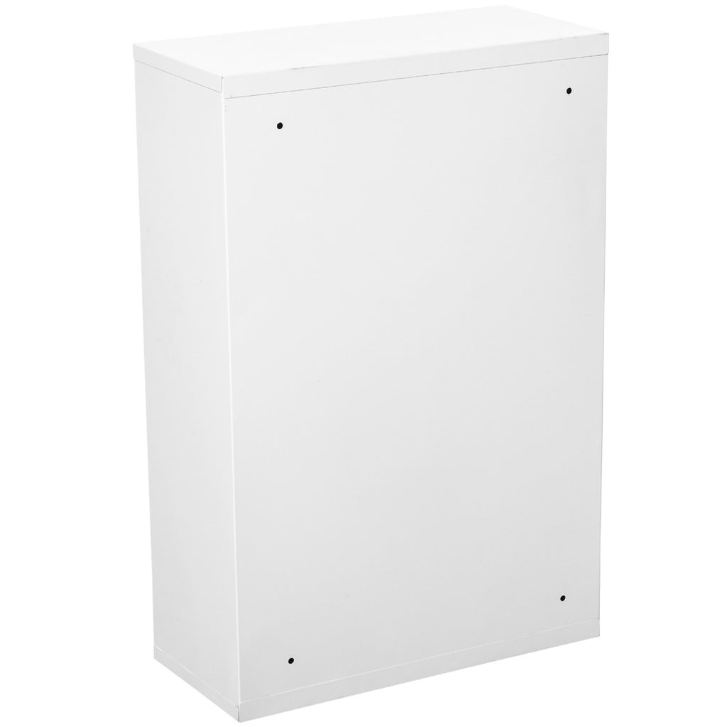 Steel Wall Mount Medicine Cabinet 3 Tier Emergency Box for Bathroom Kitchen, Lockable with 2 Keys - White