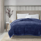 Reversible Down Alternative Blanket with OEKO-TEX Certified, Smart Temperature Control, Machine Washable, 90" L x 90" W x 0.25" H, Navy