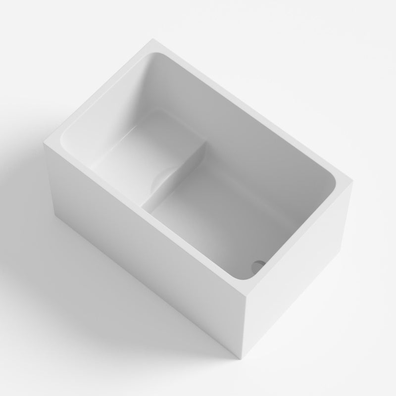 43" Acrylic Freestanding Bathtub with Built-In Seat and Ergonomic Sloping Backrest, Tub for Bathroom, 43.3" L x 27.6" W x 24.8" H, Gloss White